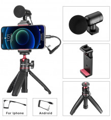 Kit vlog Ulanzi S1 mini trepied MT-08+suport smartphone ST-07 si microfon Sairen Nano 2297 foto