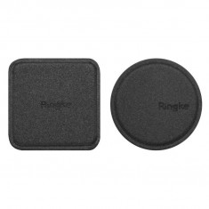 Set 2 x Placute metalice suport magnetic telefon - Piele ecologica - Subtire - Negru - Ringke