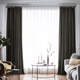 Draperie din catifea blackout cu rejansa din bumbac tip fagure, Madison, 250x245 cm, densitate 700 g/ml, Pine Tree, 1 buc