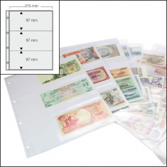 Set 50 folii pentru bancnote 3 buzunare de 215 x 97 mm - Maxi foto