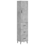 Cumpara ieftin Dulap inalt, gri beton, 34,5x34x180 cm, lemn prelucrat