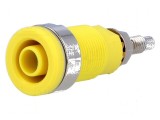 Conector banană 4mm soclu 32A 1kV galben nichelat panou