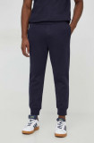 Armani Exchange pantaloni de trening din bumbac culoarea albastru marin, neted