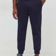 Armani Exchange pantaloni de trening din bumbac culoarea albastru marin, neted