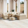 VidaXL Set de canapele pentru grădină cu pernă 13 pcs Bej Rattan poli 3363101