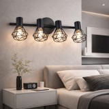 Lustra cu abajur GRACIE LC365/4BK, design diamant, 4xE14, negru, metal