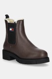 Tommy Jeans ghete chelsea de piele TJW CHELSEA BOOT WL culoarea maro, cu platformă, izolat, EN0EN02826