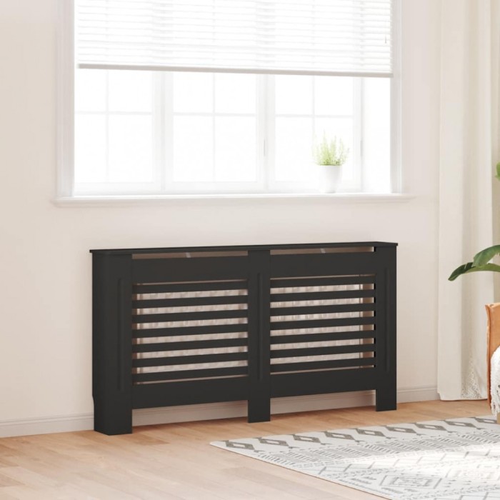 vidaXL Mască pentru calorifer, negru, 152 x 19 x 81,5 cm, MDF