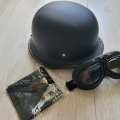 Casca moto nazi/chopper cu ochelari nazi si bandana schelet