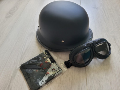 Casca moto nazi/chopper cu ochelari nazi si bandana schelet foto