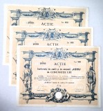 Lot 3 Actiuni ALBINA 1922, 500 Lei, Documente Vechi, Colectie, Obligatiuni, Foarte Rar, Act Resita, Bucuresti