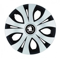 Set 4 capace roti pentru Skoda Nou Alb-Negru, model Top Mix, R16
