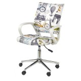 Scaun birou copii HM Ibis Paris, Ergonomic, Spatar curbat, Cadru Cromat, Stofa, Inaltime ajustabila, 100 Kg, Multicolor