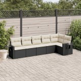 Gossi set mobilier de gradina cu perne, 6 piese, negru, poliratan