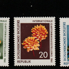 Germania DDR 1961-Flora,Flori,serie 3 valori,dant.,MNH,Mi.854-856