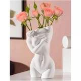 Cumpara ieftin Vaza Decorativa Corp Femeie, Alba, 14x7cm - 22513
