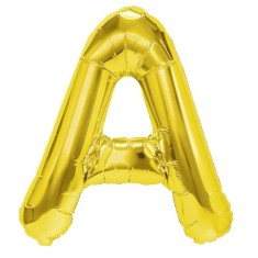 Balon Folie Metalizata Litera A, Cyrax, 80 cm, Umflati cu Heliu sau Aer, Ambalaj Individual, Pai inclus, Auriu foto