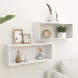 vidaXL Rafturi de perete cub 2 bucăți alb 60x15x23 cm lemn prelucrat