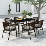 VidaXL Set de mobilier pentru grădină, 7 piese, maro