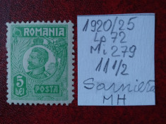 1920- Romania- Ferd. b. mic Mi279-dant.B-sarniera foto