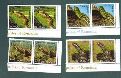 Romania 2011 Fauna Reptile Serpi Vipere MNH Pereche serii complete LP 1887 foto