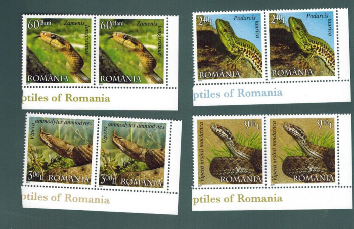 Romania 2011 Fauna Reptile Serpi Vipere MNH Pereche serii complete LP 1887