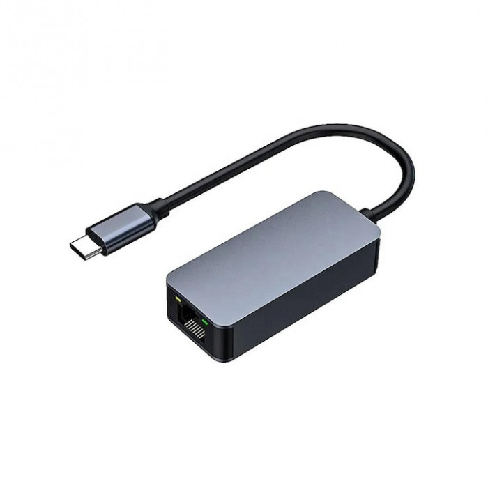 Adaptor USB Type-C la Gigabit Ethernet RJ45, Basekit, 2500Mbps, Gray