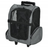 PawHut Rucsac 2 &icirc;n 1 pentru C&acirc;ini și Pisici cu Buzunare Laterale, M&acirc;ner Telescopic și Roți, 42x25x55 cm, Gri | Aosom Romania
