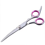 Cumpara ieftin Foarfeca curbata pentru tuns parul de caini pisici si alte animale de companie JustZEN Profesional Argintiu 17 cm