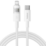 Baseus - Data Cable Display 2 (P10382703211-01) - Fast Charging, Type-C to Lightning, Digital Display, 20W, 2m - Moon White