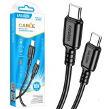 Cablu USB-C la USB-C, 1m, 18W, Incarcare Rapida, Compatibil Samsung, Xiaomi, Huawei, Oppo, Motorola - Negru