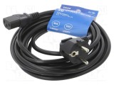 Cablu alimentare SAVIO 3x1mm2 5m CEE 7/7 (E/F) unghi IEC C13 PVC negru