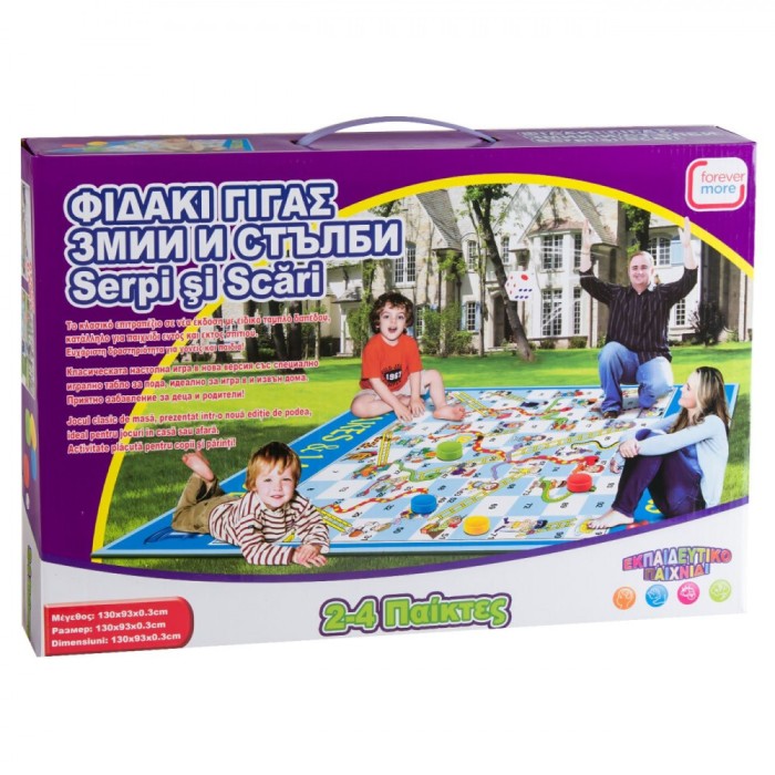 Joc de Societate Forever More, șerpi și Scări, Dimensiune Gigant, Multicolor, 2-4 Jucători