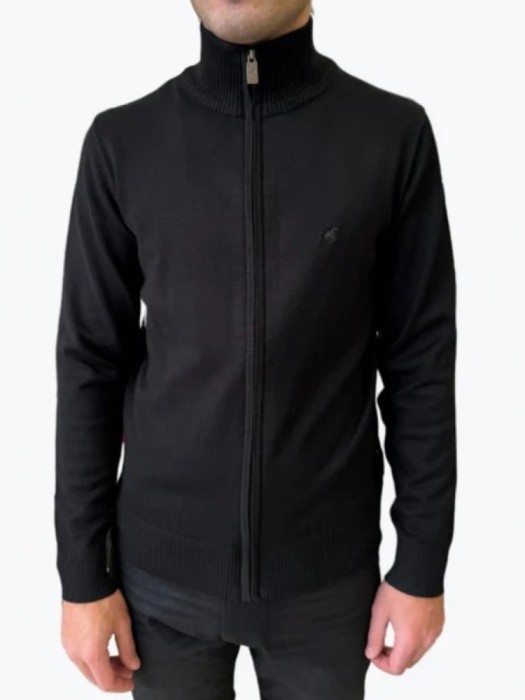 Pulover barbati cu fermoar fara buzunare negru, 2XL