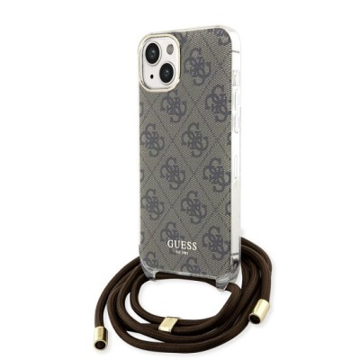 Husa pentru iPhone 15 / iPhone 14 / iPhone 13 - Guess Crossbody Cord 4G Print (GUHCP15SHC4SEW) - Brown foto