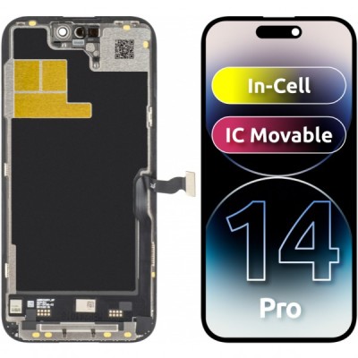 Display cu Touchscreen JK pentru Apple iPhone 14 Pro, cu Rama, Versiune LCD In-Cell IC Movable, Negru foto