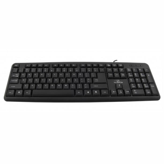 Tastatura standard cu fir si conectare USB, Titanum, forma ergonomica, negru
