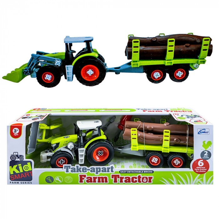 Tractor demontabil cu remorca lemne