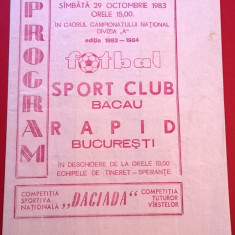 Program meci fotbal SC BACAU - RAPID BUCURESTI (29.10.1983)