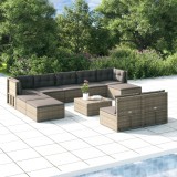 Cumpara ieftin Set mobilier de grădină cu perne, 10 piese, gri, poliratan