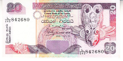 M1 - Bancnota foarte veche - Sri Lanka - 20 rupii - 2001 foto