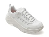 Pantofi sport SKECHERS albi, D LUX WALKER 2.0, din piele ecologica