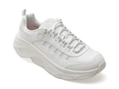 Pantofi sport SKECHERS albi, D LUX WALKER 2.0, din piele ecologica