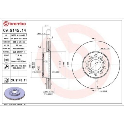 Set disc frana Audi A3 (8p1) 05.03-12.13, A3 (8v1 8vk) 04.12-10.20, A3 Cabriolet (8p7) 04.08-05.13, A3 Sedan (8ys 8ym) 04.20-, A3 Sportback (8pa) 09. foto