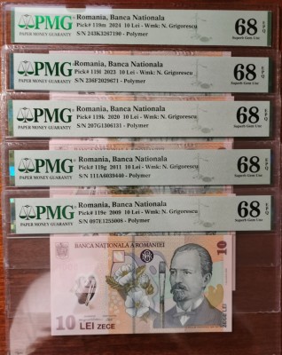 Colectie bancnote 10 lei gradate PMG foto