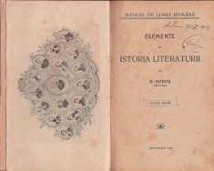 1141SPN Manual de limba rom&amp;acirc;nă, Elemente de istoria literaturii de Enea Hodoș, 1912, Sibiu foto