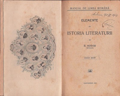 1141SPN Manual de limba rom&amp;acirc;nă, Elemente de istoria literaturii de Enea Hodoș, 1912, Sibiu foto