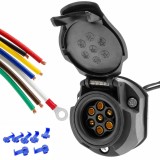 Cumpara ieftin Kit Priza Remorca 7 Pini cu Cablaj si Conectori, Mufa Auto pentru Remorca, Rulota, Platforma, Carlig Remorcare