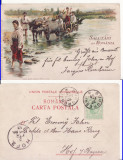 Tipuri- Port national roman - litografie, rara, 1899, Necirculata, Printata