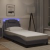 VidaXL Cadru de pat cu lumini LED, gri, 90x190 cm, piele ecologică 3213990